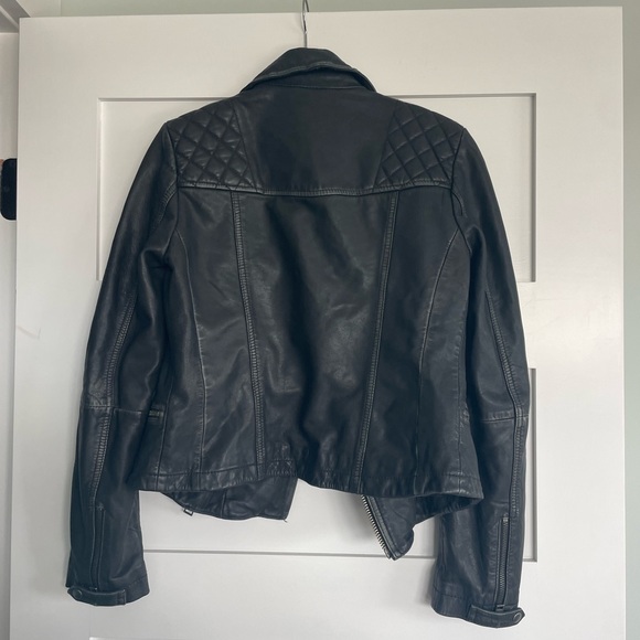 All Saints Cargo Black Leather Motorcycle Jacket - Picture 7 of 16